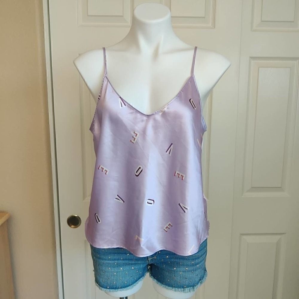 Victoria's Secret satin lavender love letter camisole sz L